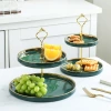 One-piece delivery: dark green European-style three-layer pastry plate, afternoon tea double-layer fruit plate, ceramic tableware, cake plate undefined